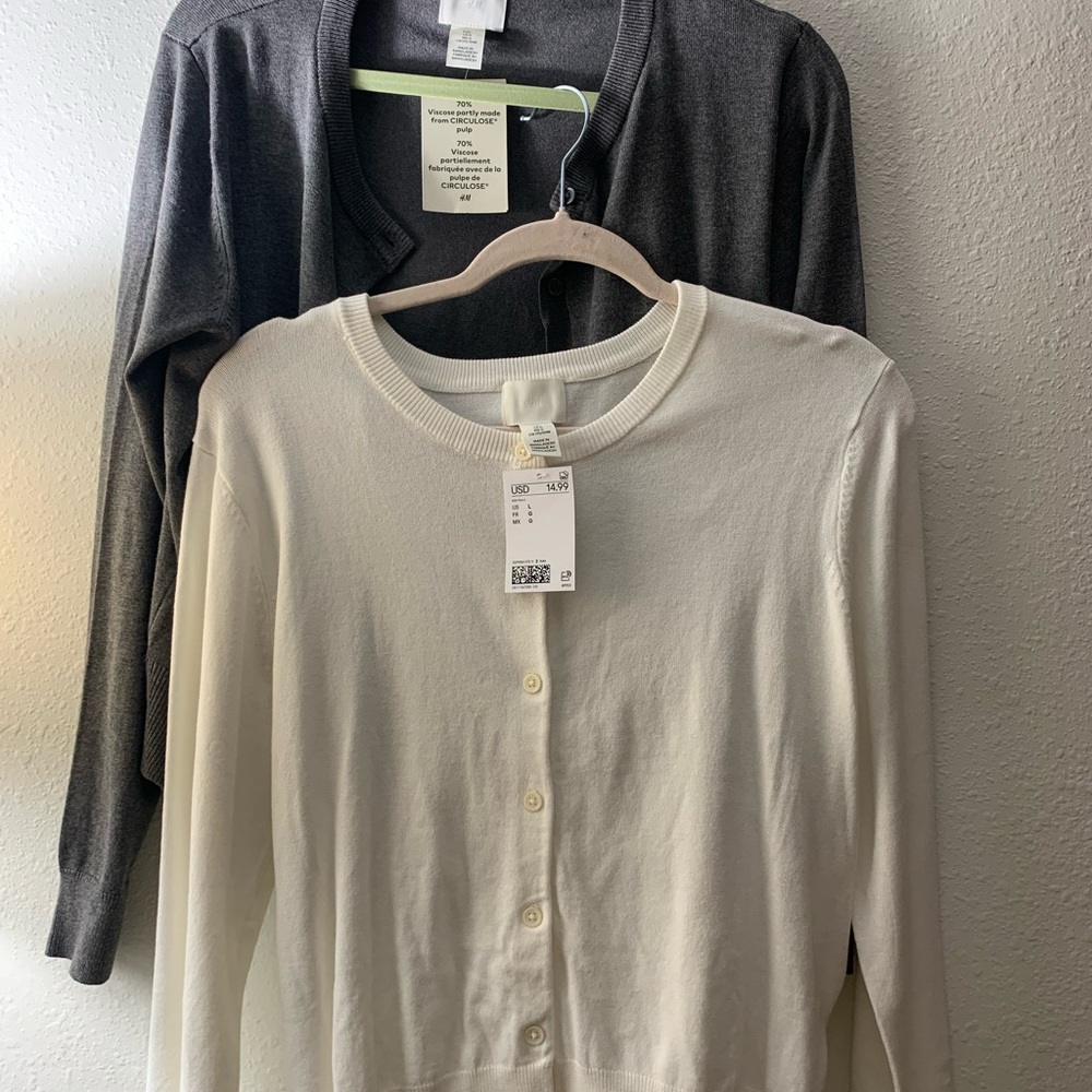 H&M Gray and White Cardigans 2-cardigans